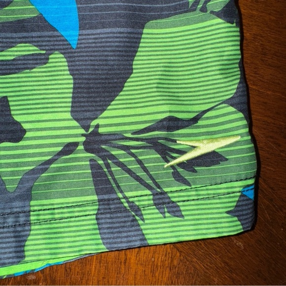 Men's Speedo Swim Trunks Board Shorts Blue Green Tropical Drawstring Medium - Picture 5 of 9